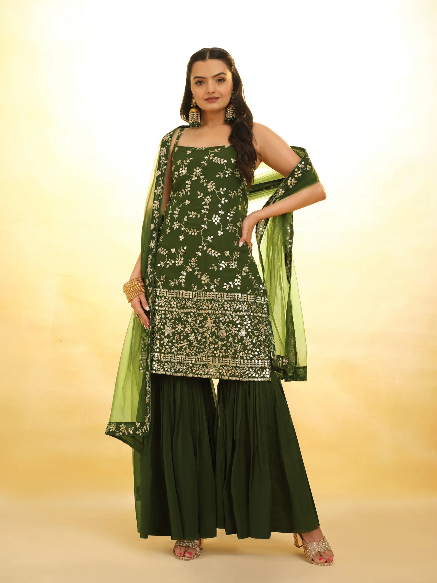 Rangoon Green Georgette Salwar Suit