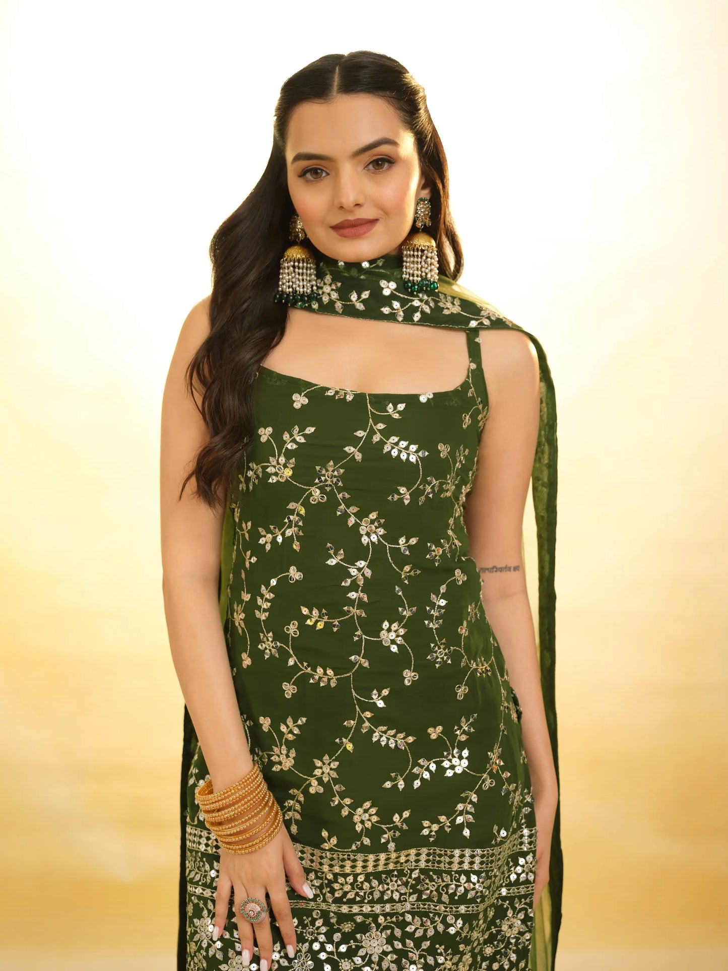 Rangoon Green Georgette Salwar Suit