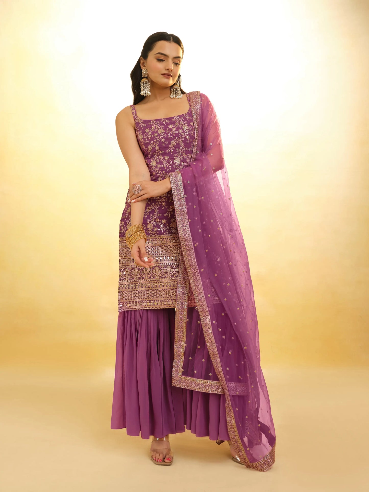 Twilight Lavender Georgette Salwar Suit With Dupatta