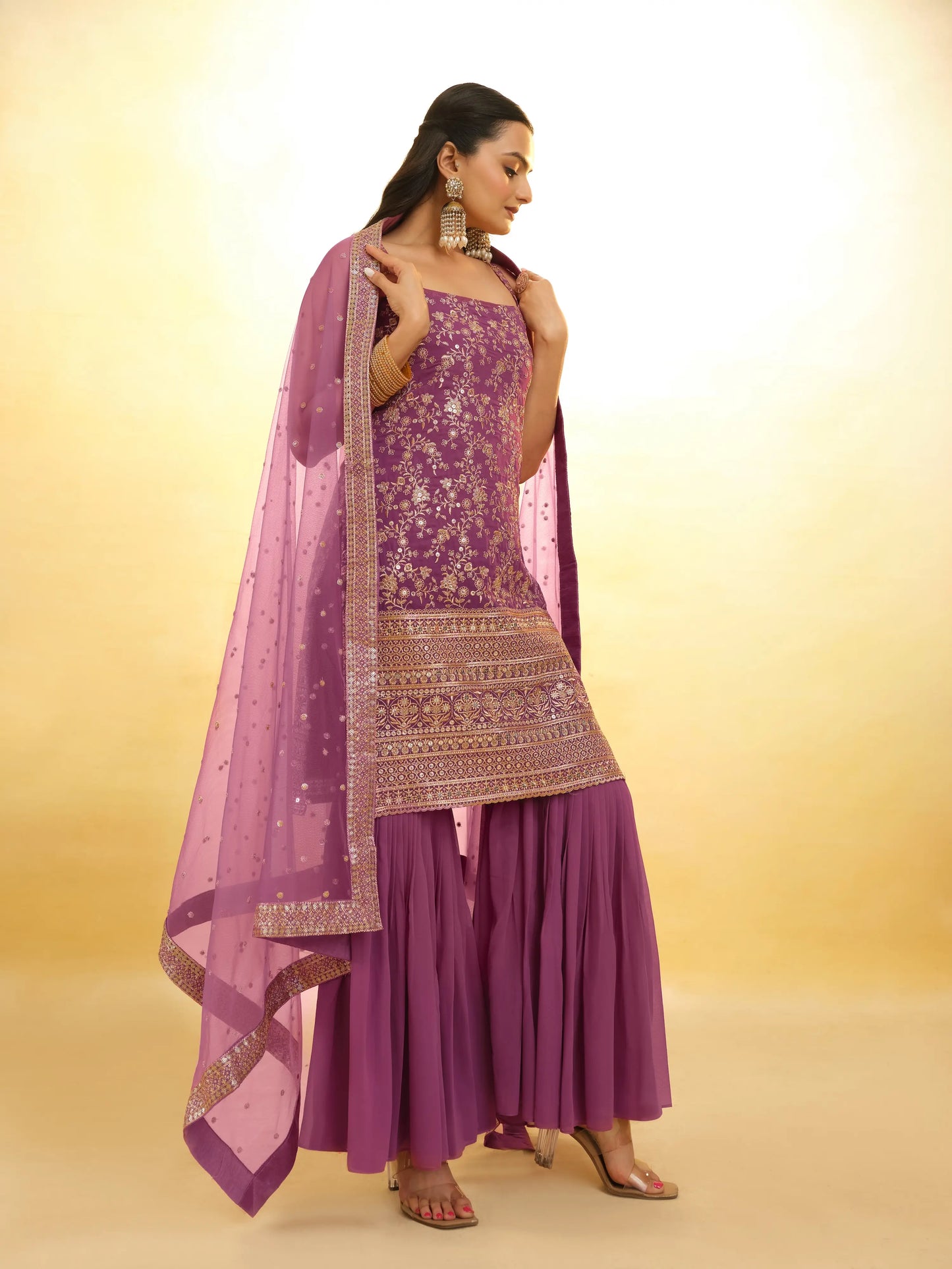 Twilight Lavender Georgette Salwar Suit With Dupatta