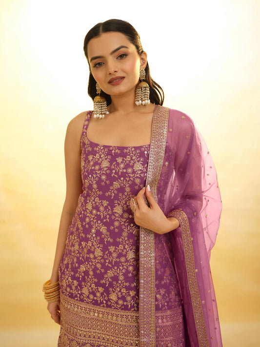 Twilight Lavender Georgette Salwar Suit With Dupatta