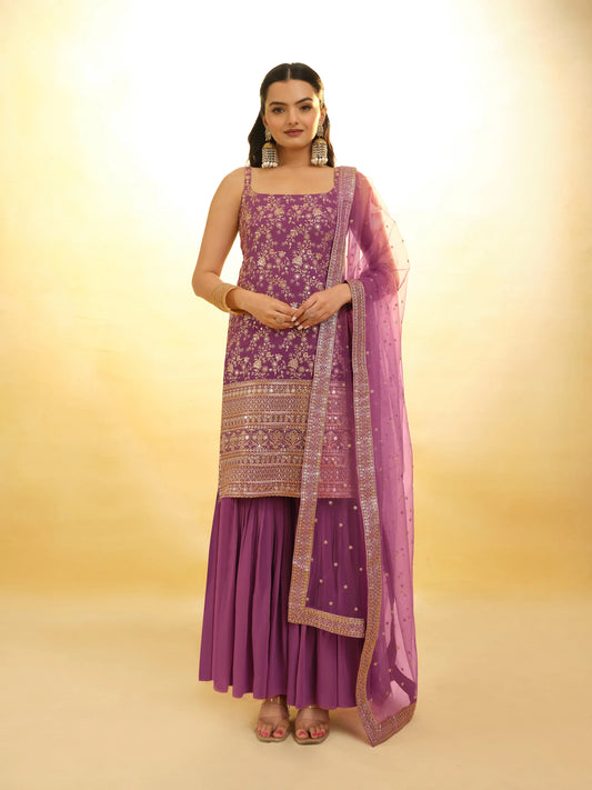 Twilight Lavender Georgette Salwar Suit With Dupatta