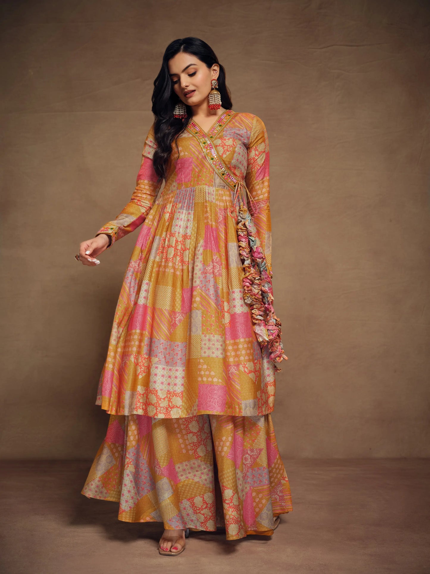 Mustard Yellow Printed Salwar Suit