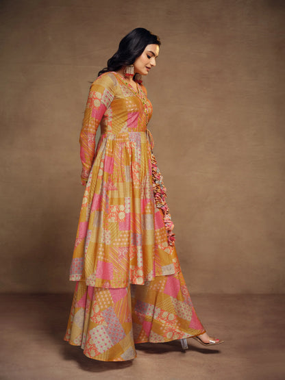 Mustard Yellow Printed Salwar Suit