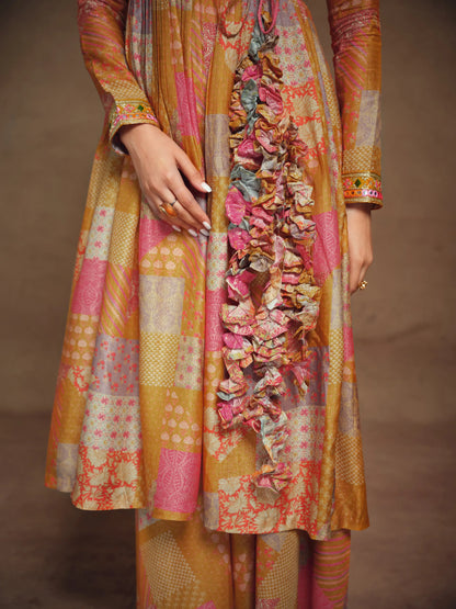 Mustard Yellow Printed Salwar Suit