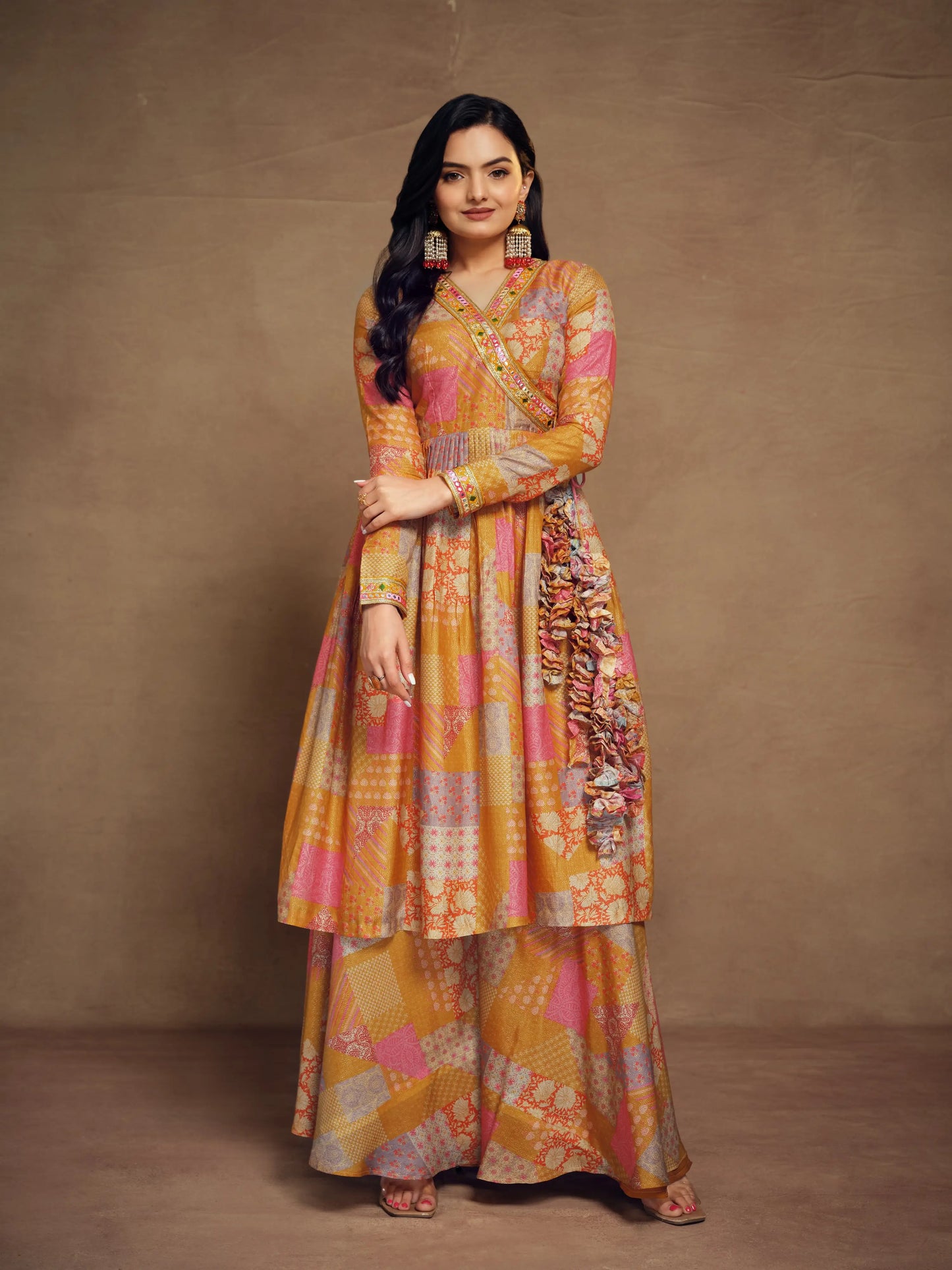 Mustard Yellow Printed Salwar Suit