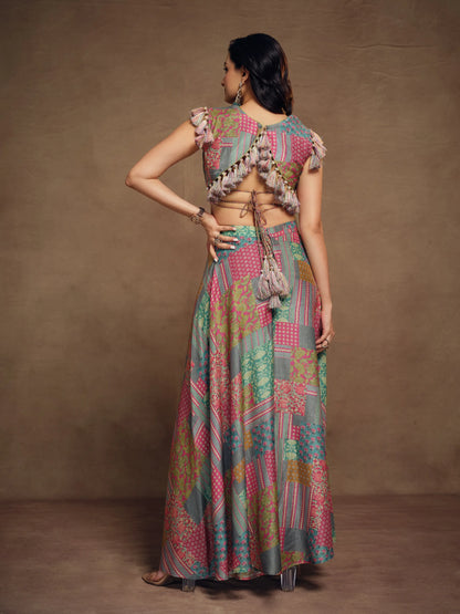 Multicolor Printed & Handmade Tassels Co-ord Set