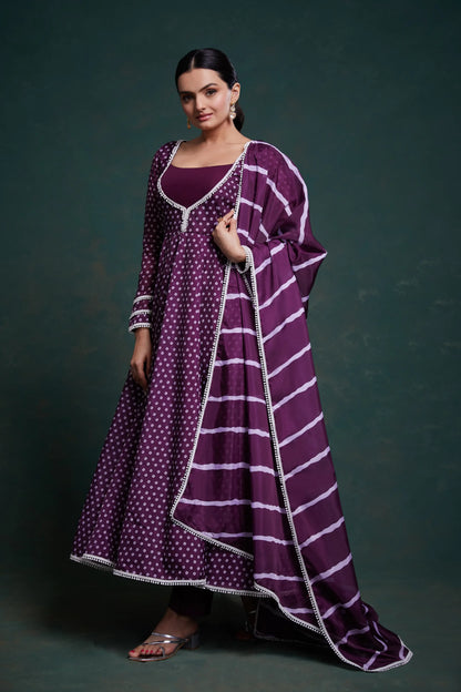 Purple Printed Organza Salwar Suit