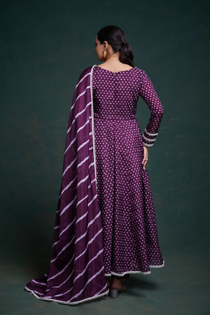 Purple Printed Organza Salwar Suit