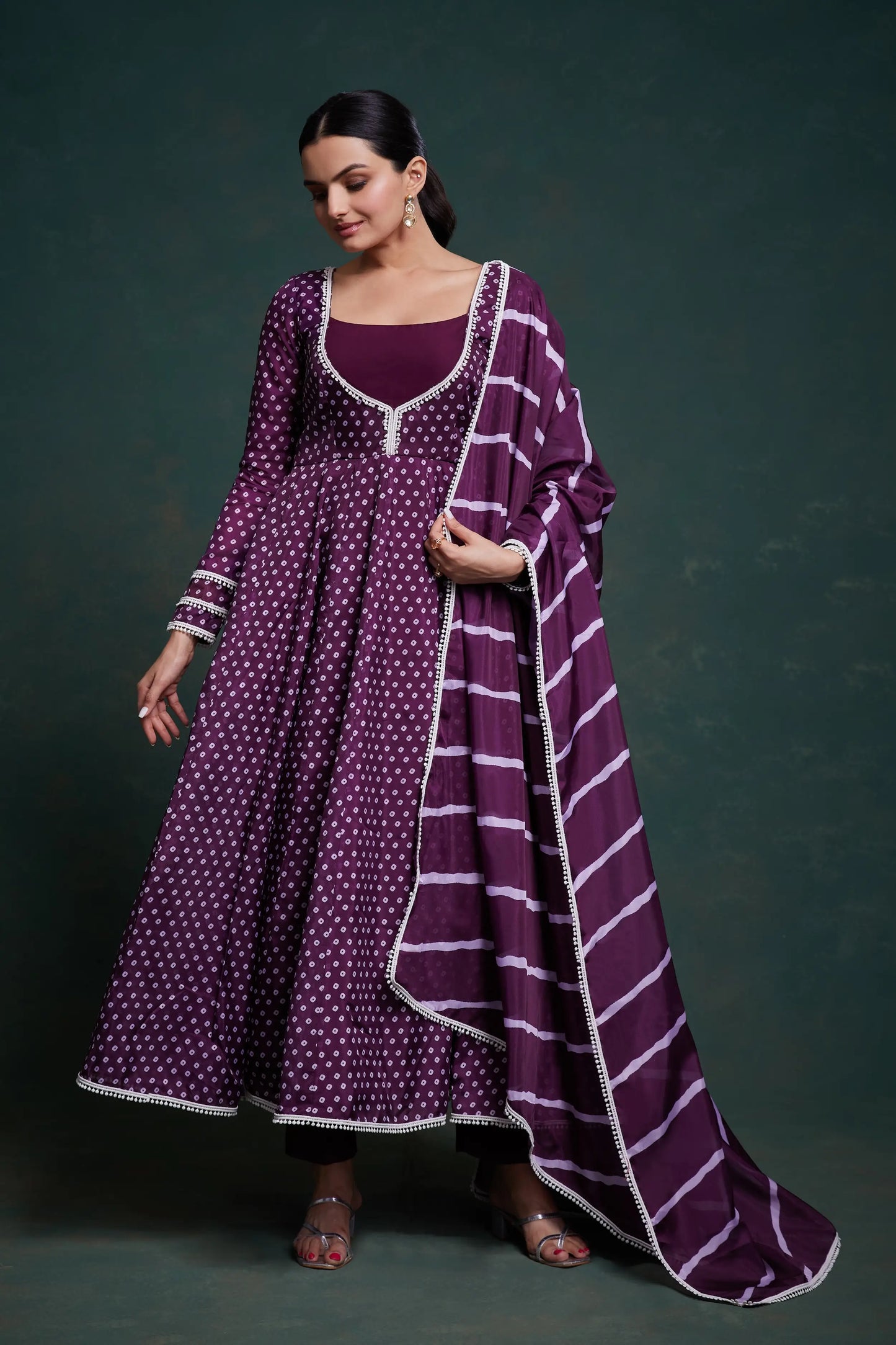 Purple Printed Organza Salwar Suit