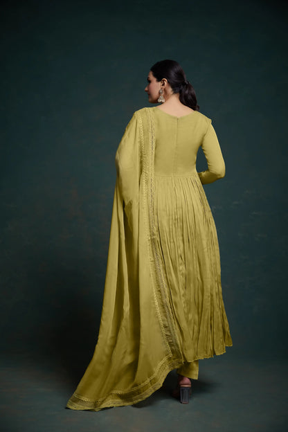 Olive Green Organza Salwar Suit