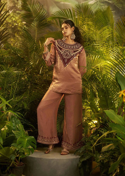 Shiny Orange Salmon Designer Co-Ord Set