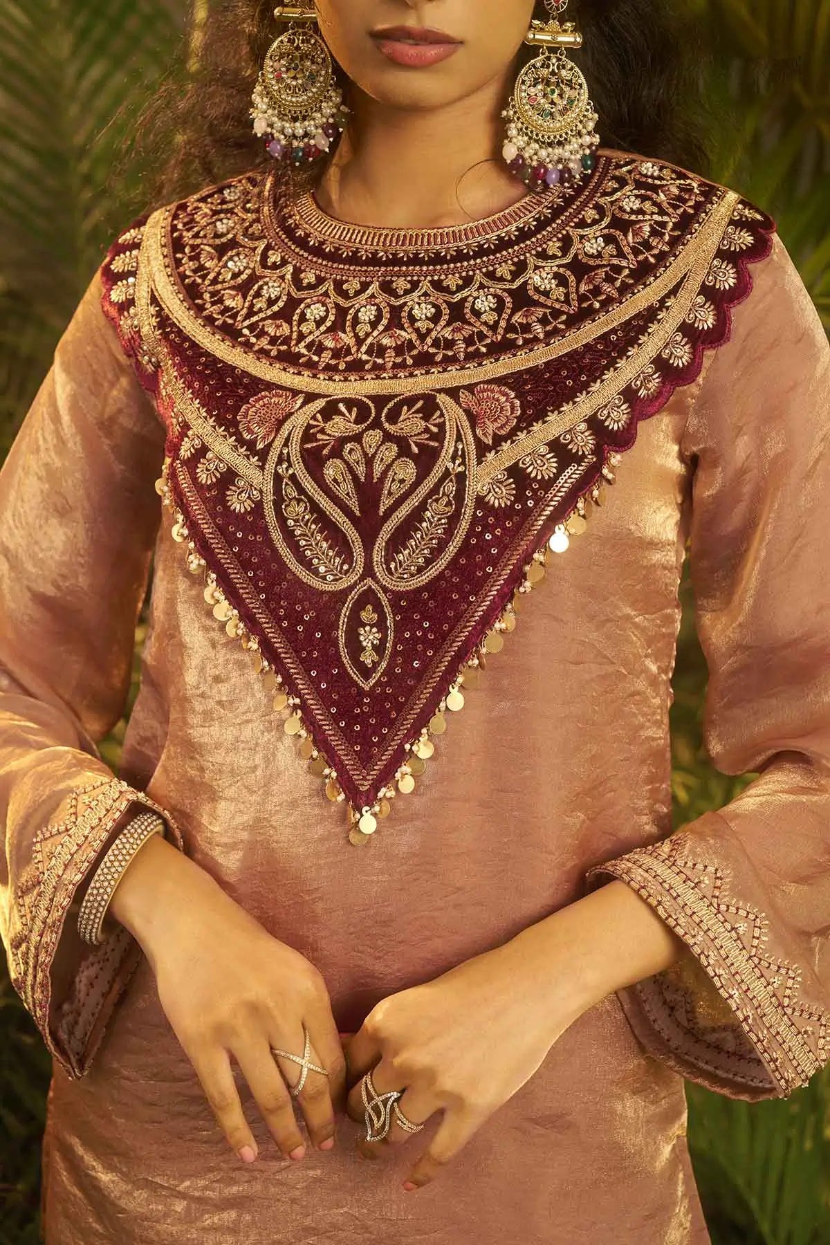 Shiny Orange Salmon Designer Co-Ord Set