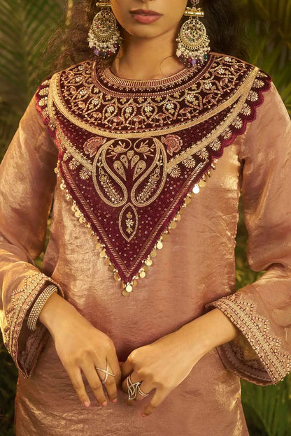 Shiny Orange Salmon Designer Co-Ord Set