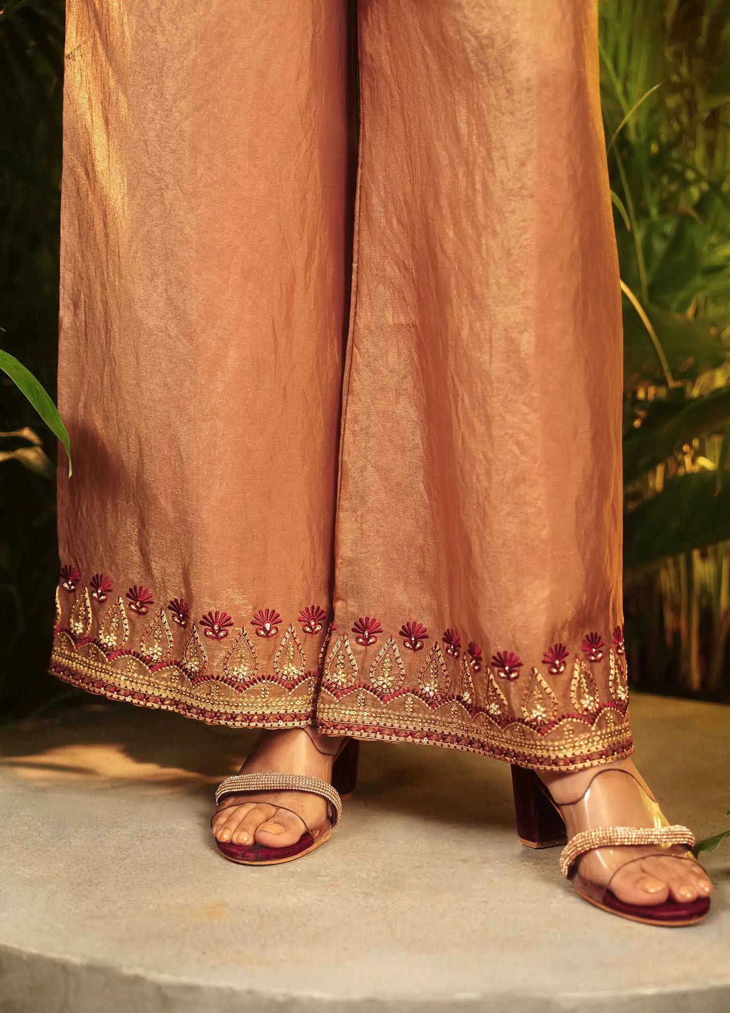 Shiny Orange Salmon Designer Co-Ord Set