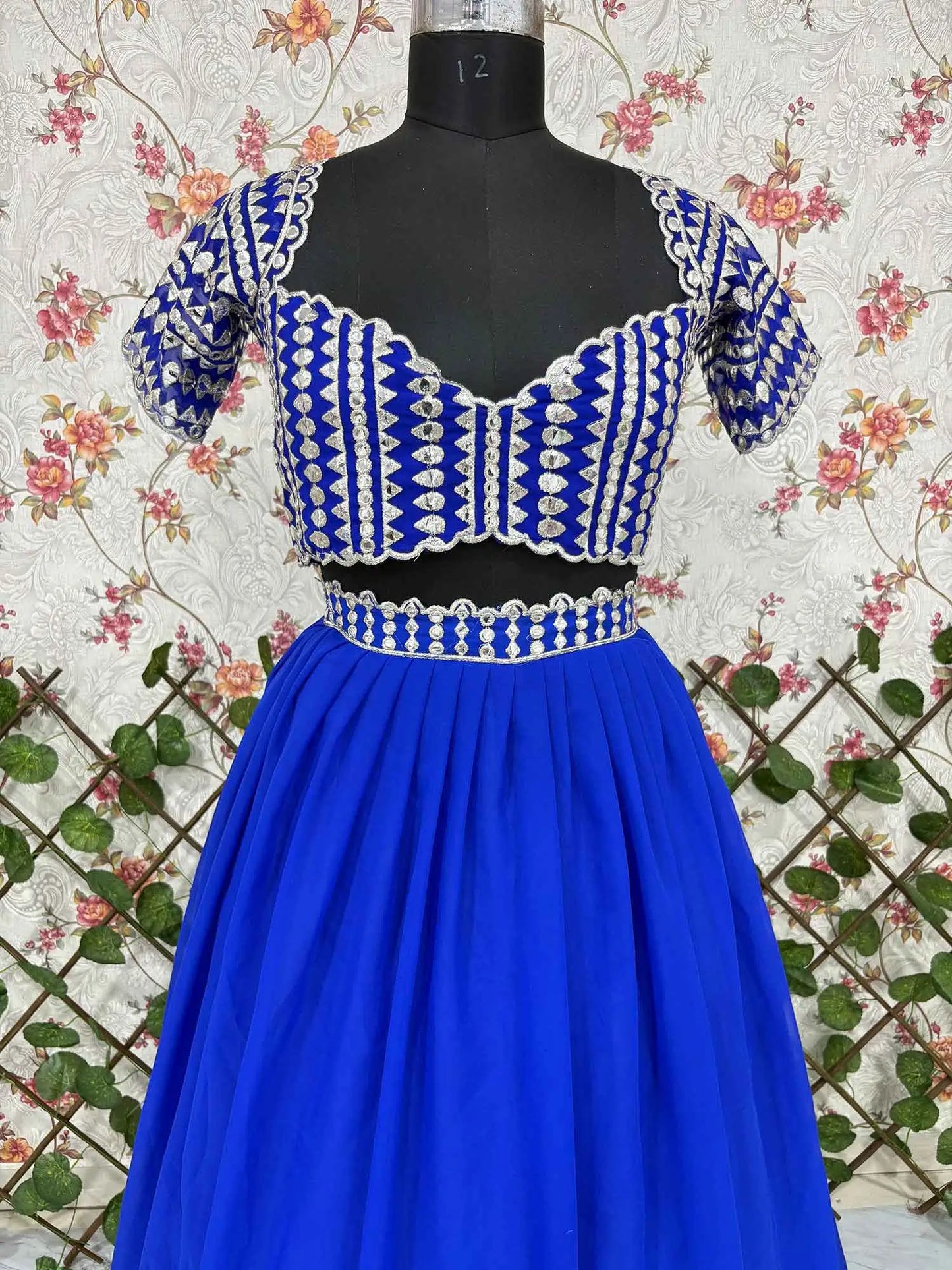 Royal Blue Beautiful Foil Mirror Work Faux Georgette Lehenga Choli