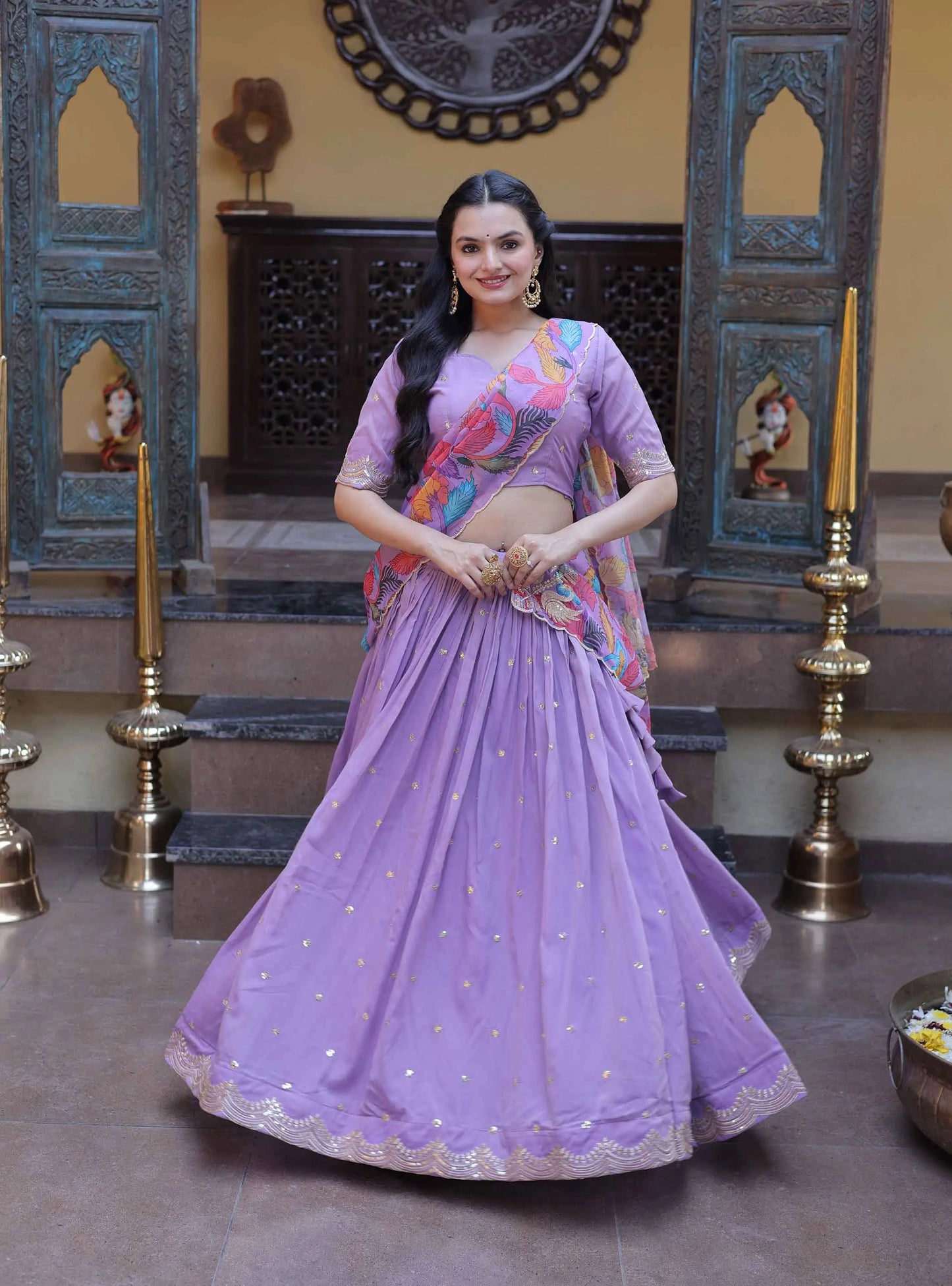 Purple Embroidery Work Lehenga Choli