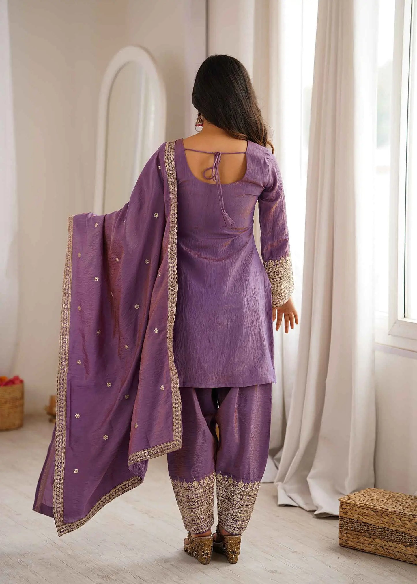 Onion Pink Silk Embroidered Salwar Suit