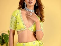 Neon Georgette Lehenga With Sequins And zari Embroidered Work