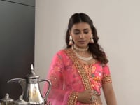 Deep Pink Art Silk Lehenga With Digital Floral Print With Dori Sequins And Stone Work