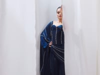 Navy Blue Organza Party Wear Saree With Handwork