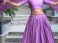 Lavender Chanderi Silk Zari Weaving Lehenga Choli