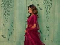 Magenta Pink Net Thread & Sequence Embroidery Work Lehenga Choli