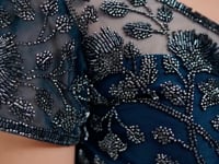 Navy Blue Satin Silk Ready To Wear One Minute Saree With Handwork Blouse
