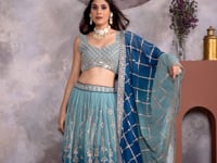 Light And Dark Blue Lehenga With Sequins Embroidery Work And Dupatta