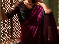 Purple Georgette Silk Party Wear Saree With Sequence & Thread Embroidery Work