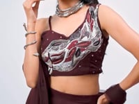 Wine Hand Work Party wear Indo Western Sharara Set With Dupatta