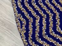 Navy Blue Chinnon Silk Lehenga With Coding Sequins And Embroidery Work