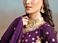 Purple Georgette Lehenga With Dori Zari Thread & Sequins Embroidery Work