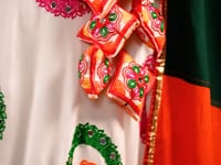 White Navratri Lehenga With Embroidery & Mirror Work With Colorful Dupatta