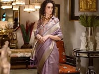 Lavender Chiffon Handloom Weaving Silk Saree