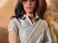 Aqua Blue Linen Cotton Zari Weaving Saree