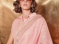 Candy Pink Linen Cotton Zari Weaving Saree