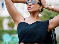 Black Banarasi Silk Crop top Lehenga Choli