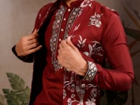 Maroon Wedding Wear Thread Sequins Embroidery Work Kurta And Koti(Jacket)