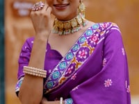 Sea Blue Tussar Silk Ikkat Printed Lehenga Choli
