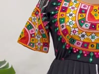 Black Multi Chain Stitch And Sequins Work Kurti With Lehenga For Navratri