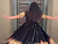 Black Multi Chain Stitch And Sequins Work Kurti With Lehenga For Navratri