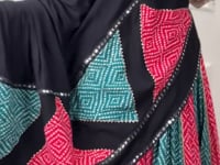 Red-Yellow Rayon Printed & Gamthi Work Navratri Lehenga Choli