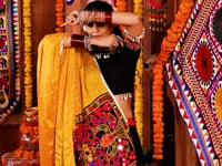 Navratri Multi Color Thread And Mirror Work Viscose Cotton Lehenga Choli