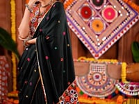 Designer Green Thread And Mirror Kodi Work Navratri Lehenga Choli