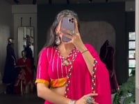 White Rayon Navratri Lehenga Choli With Gamthi Work