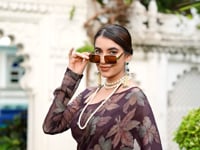 Dark Wine Floral Lurex Brasso Saree