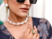 Navy Blue Floral Lurex Brasso Saree