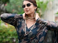 Bottle Green Floral Lurex Brasso Saree