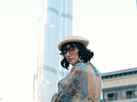 Dusty Grey Tissue Saree with Print & Zari Weaving Work